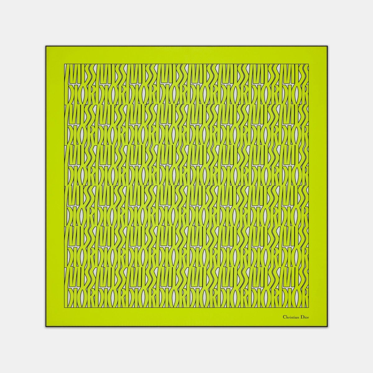 Dior o1bcso1str0226 Size:OS/90 Square Scarf in White/Lime Green Size ONE SIZE - 3 Thumbnail