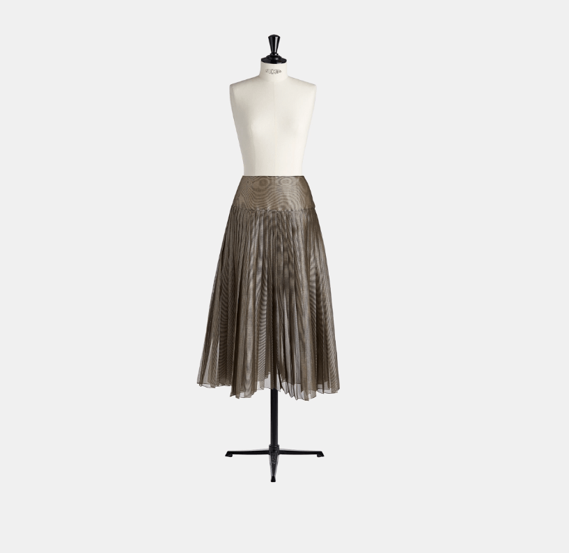 image of Dior O1W1Db10224 Pleated Skirt In Metallic Black, Women's (Size 32)