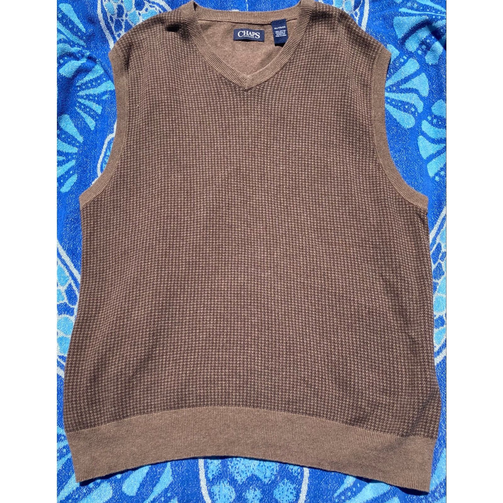 Chaps Chaps Brown Houndstooth Sweater Vest Size US L / EU 52-54 / 3 - 1 Thumbnail