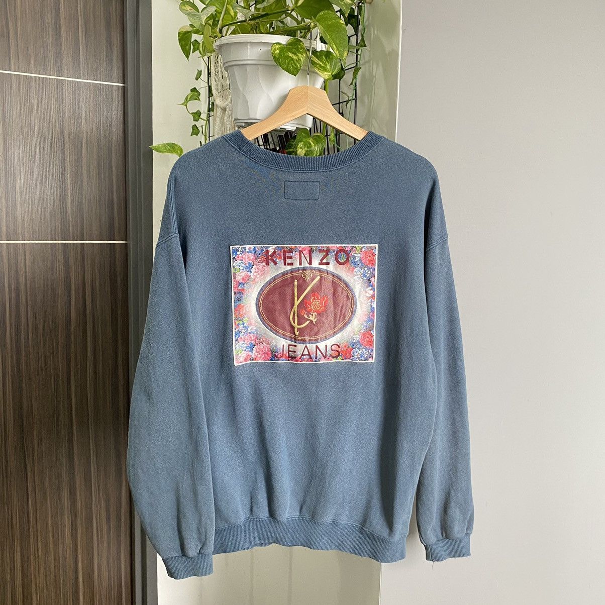 Thrashed Faded Vintage Kenzo Jeans Big Logo Sweatshirt