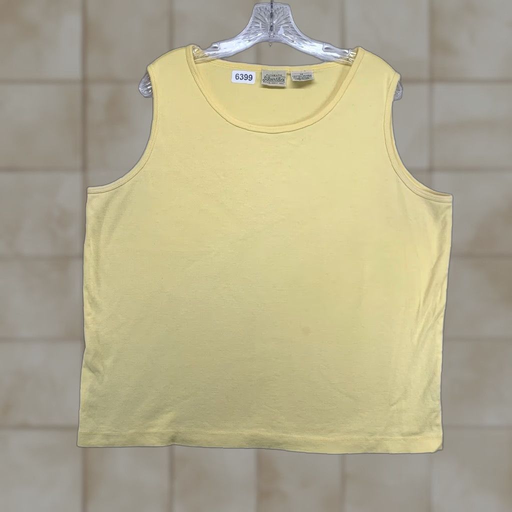Vintage VINTAGE Women's Tank Top Size 1X Plus 100% Cotton Lightweight Breathable Summer Yellow 90s Retro Beach Casual Size XL / US 12-14 / IT 48-50 - 1 Thumbnail