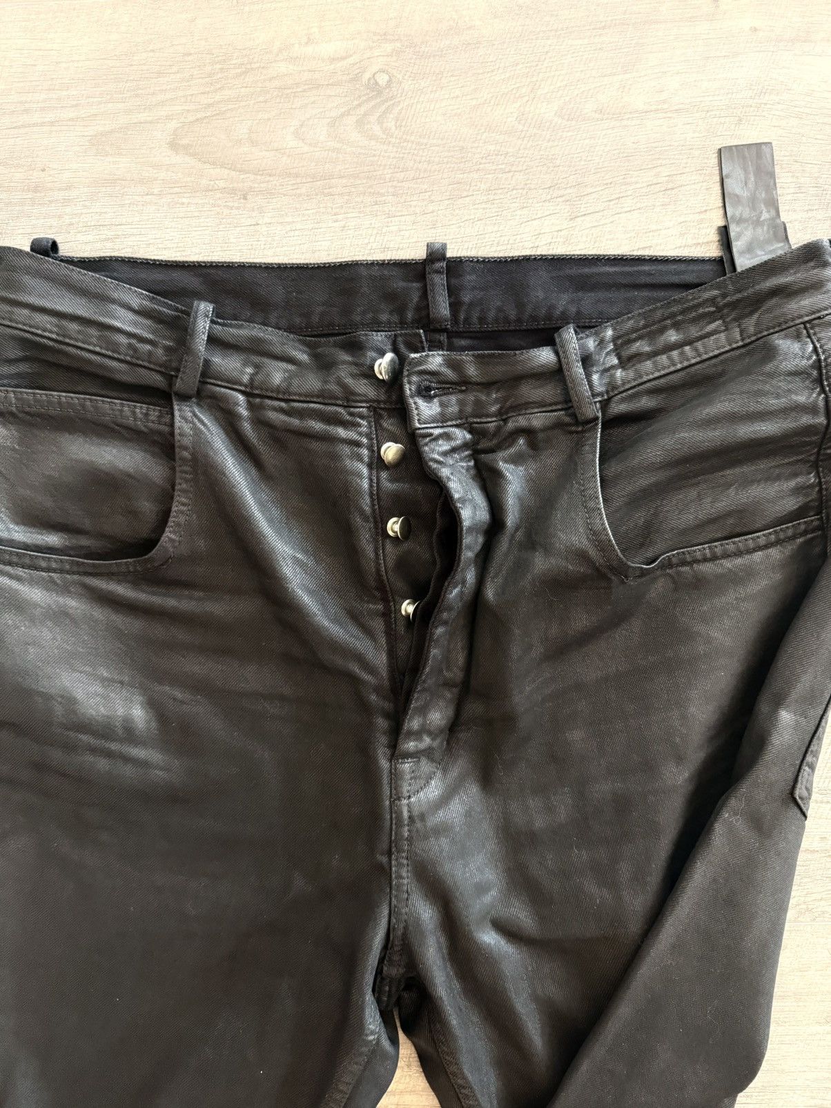 Ann Demeulemeester Ann Demeulemeester Waxed Denim Trousers – Size 54 Size US 38 / EU 54 - 6 Thumbnail