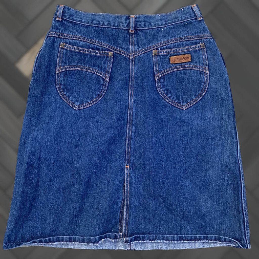 VINTAGE Gitano PS Jeans Skirt High Waist Denim 1980s 80s Size 18 30” Waist Blue Hip Hippy Casual Mens Womens Girls