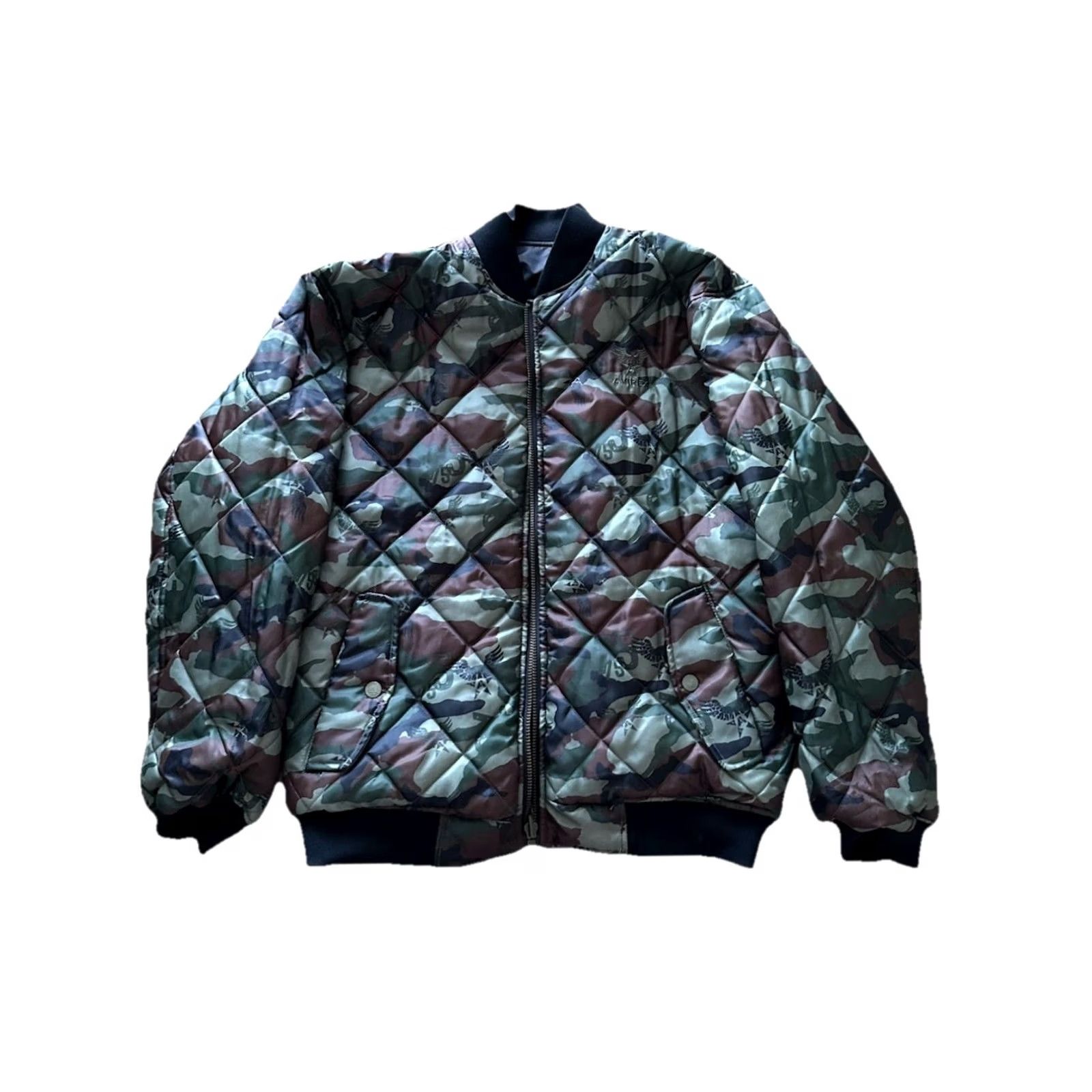 Avirex VINTAGE AVIREX Reversible Bomber Jacket Camo Black Flight Jacket Size Medium Y2K Size US M / EU 48-50 / 2 - 2 Thumbnail