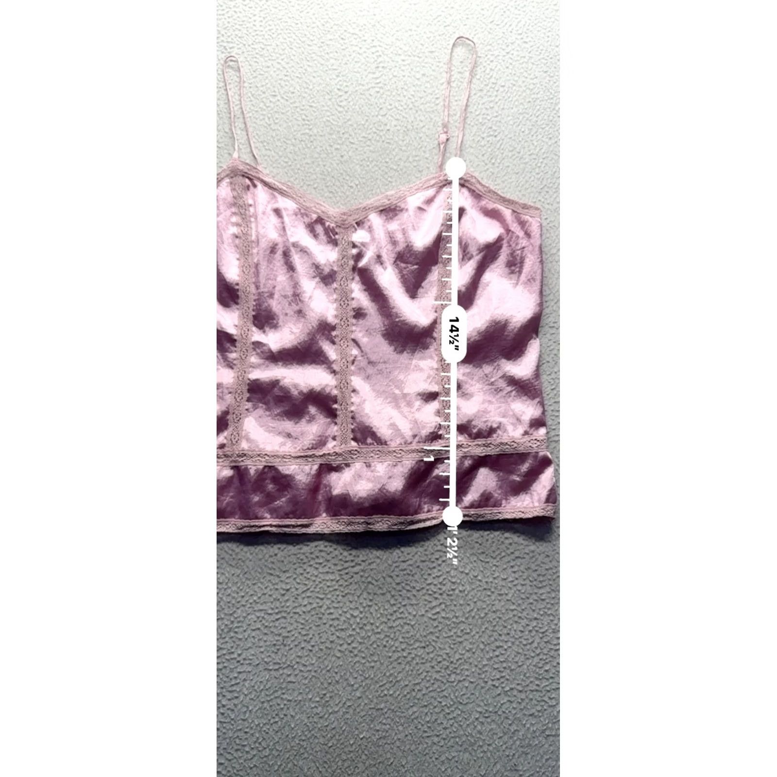 Banana Republic Banana Republic Pink Satin Camisole Top M Womens Tank Lace Trim Silk? No — Polyester Satin Camisole Top Size M / US 6-8 / IT 42-44 - 7 Thumbnail