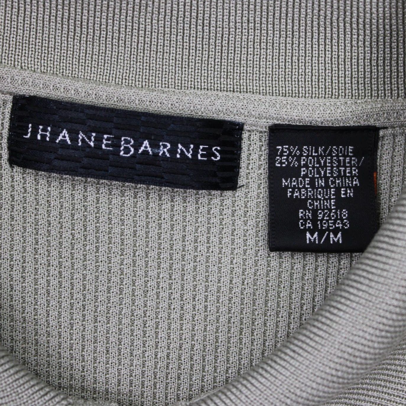 Vintage Jhane Barnes Polo Shirt Mens Medium Beige Silk/Polyester Textured S/S Pullover Size US M / EU 48-50 / 2 - 7 Thumbnail