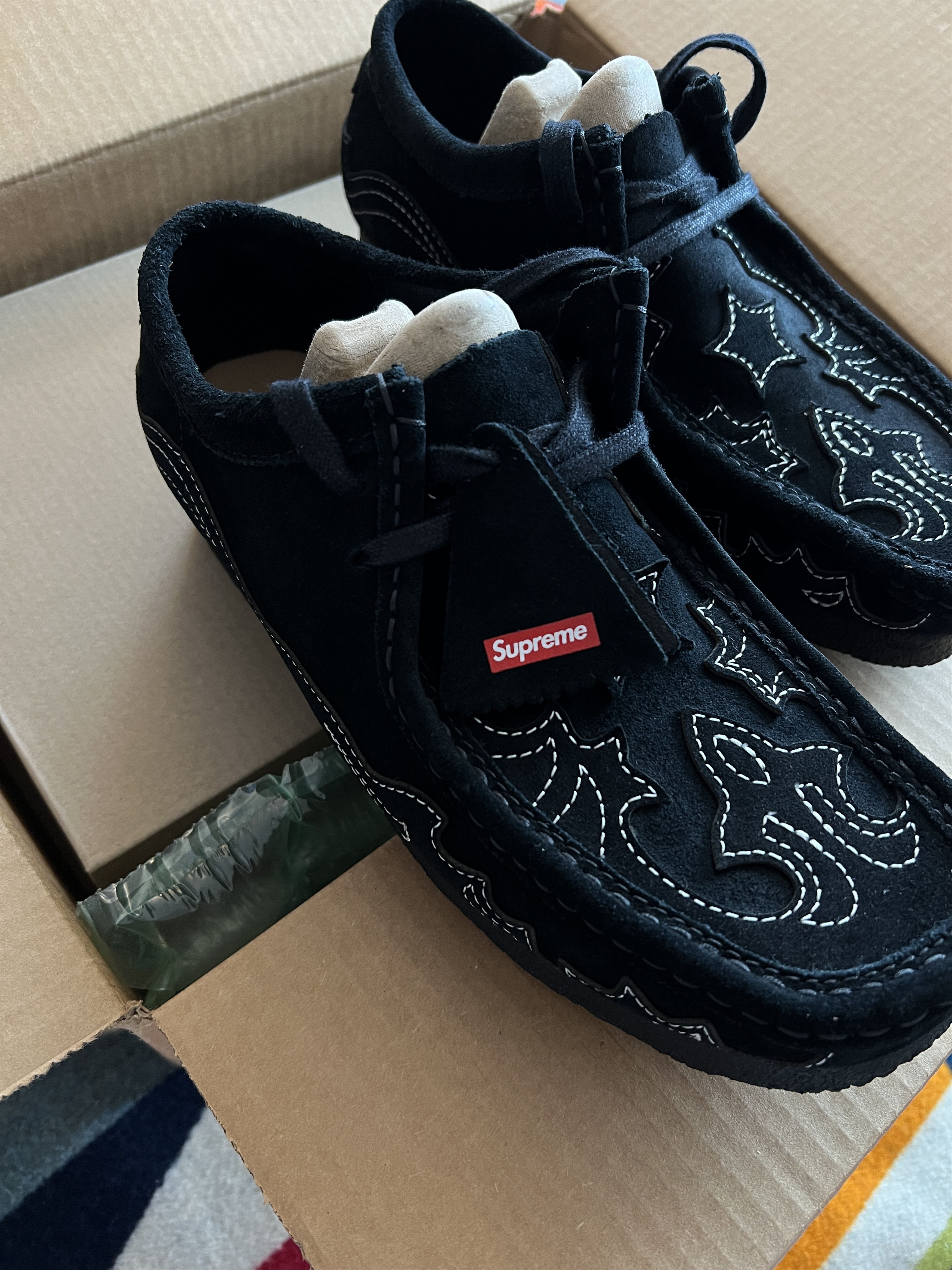 Supreme Clarks Wallabee Supreme Western Cut Out Black | Grailed