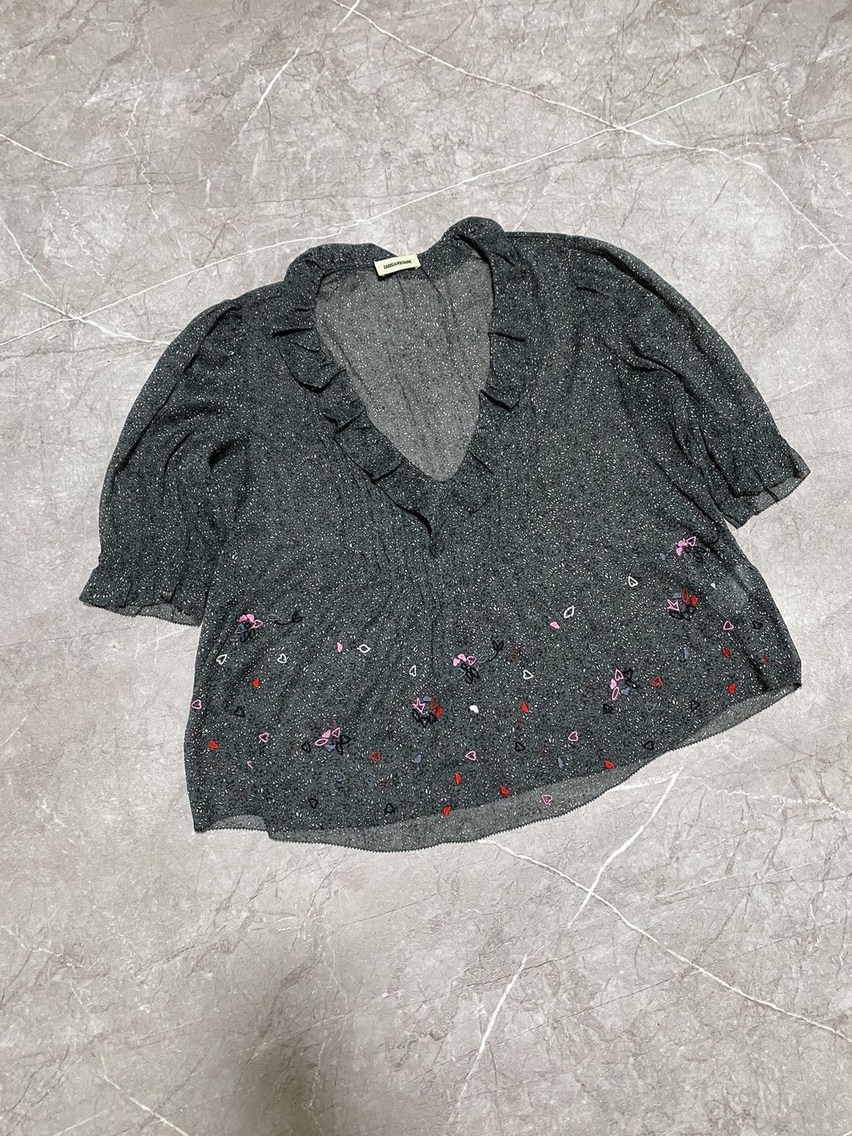 Zadig & Voltaire Rare Zadig & Voltaire Blouse Floral Heart Tunic Top V-Neck Size M / US 6-8 / IT 42-44 - 1 Thumbnail