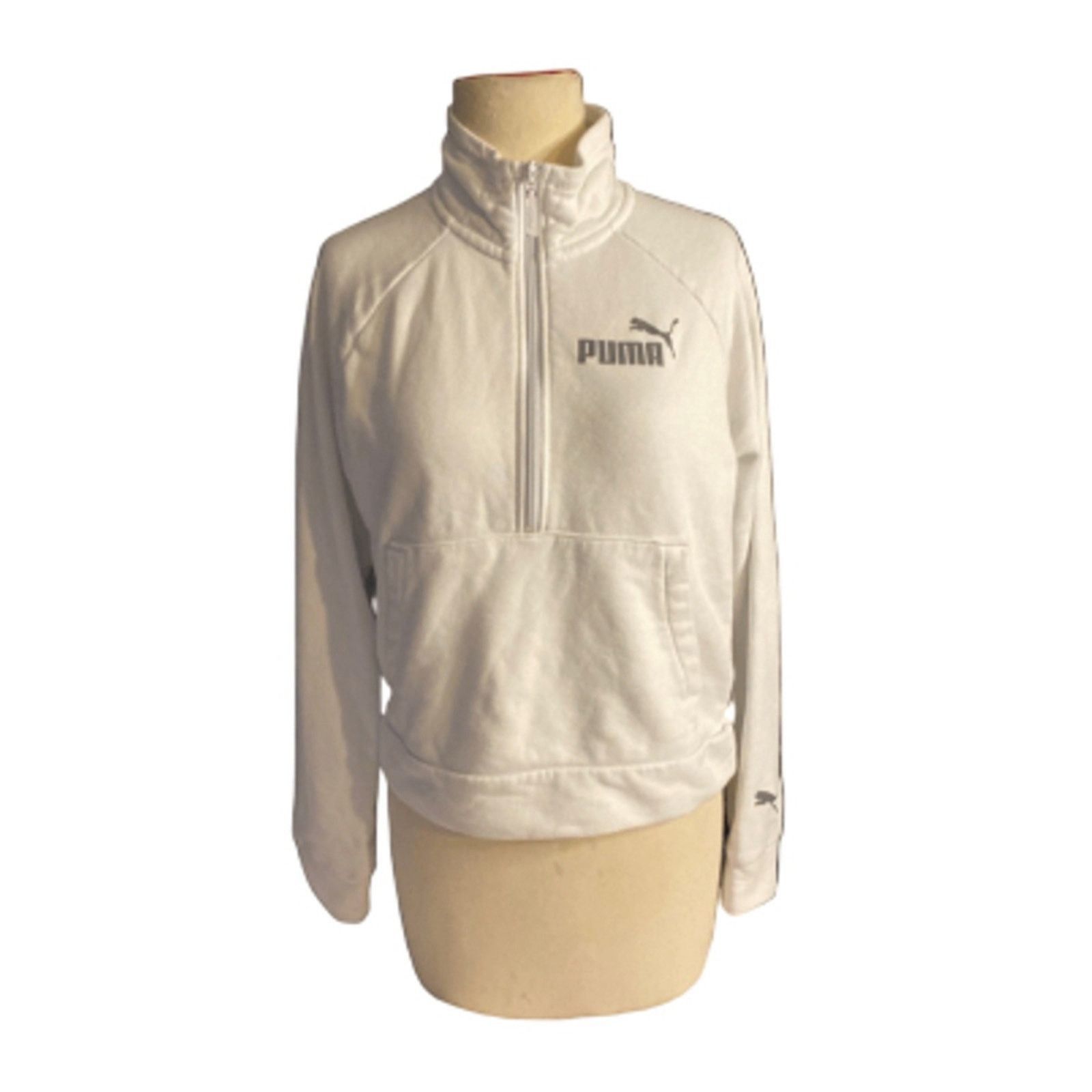 Puma Puma White Half Zip Pullover Sweatshirt XS Athleisure Cozy Size XS / US 0-2 / IT 36-38 - 2 Thumbnail