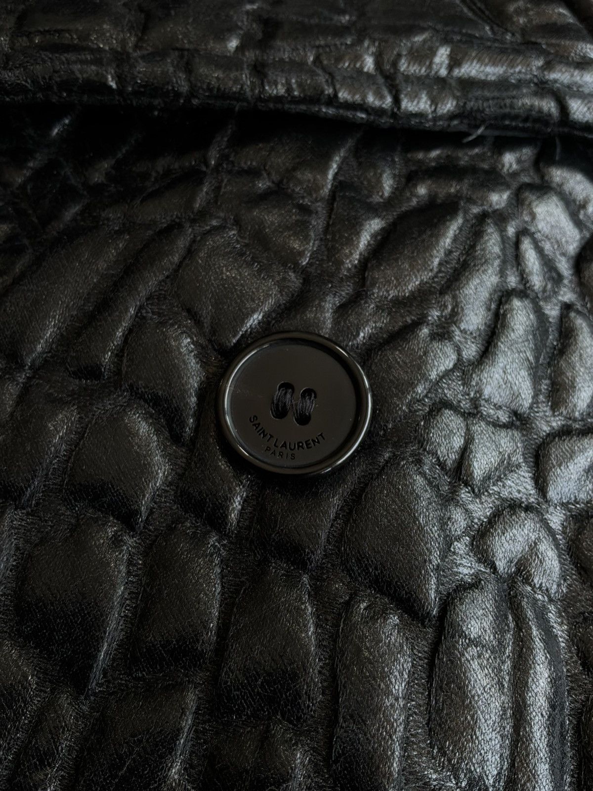 Saint Laurent Paris SLP - Crocodile Embossed Double Breasted Coat Size XXS / US 00 / IT 34 - 3 Thumbnail