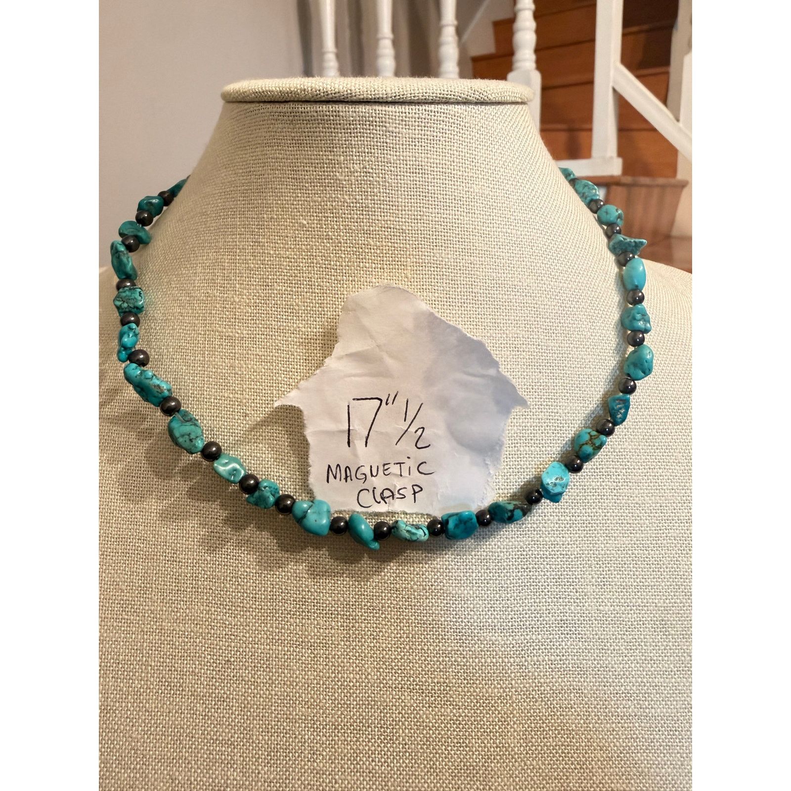 Other Vintage Turquoise Style Beaded Necklace 17.5” Magnetic Clasp Size ONE SIZE - 4 Thumbnail