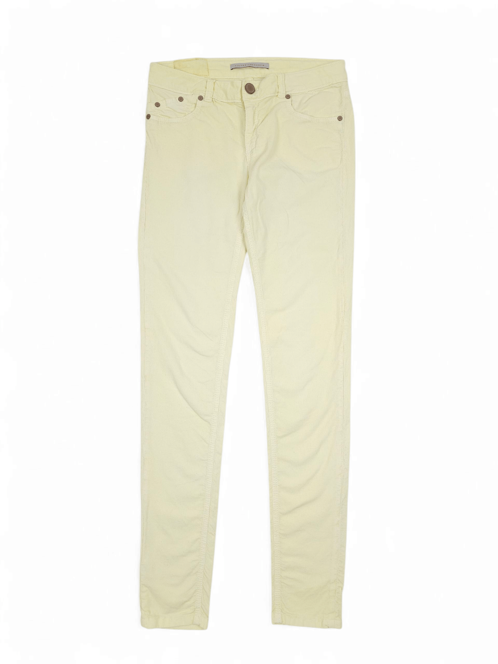 Hysteric Glamour 💎 Victoria Beckham Corduroy Cream Skinny Pants Trousers Size 27" / US 4 / IT 40 - 1 Thumbnail