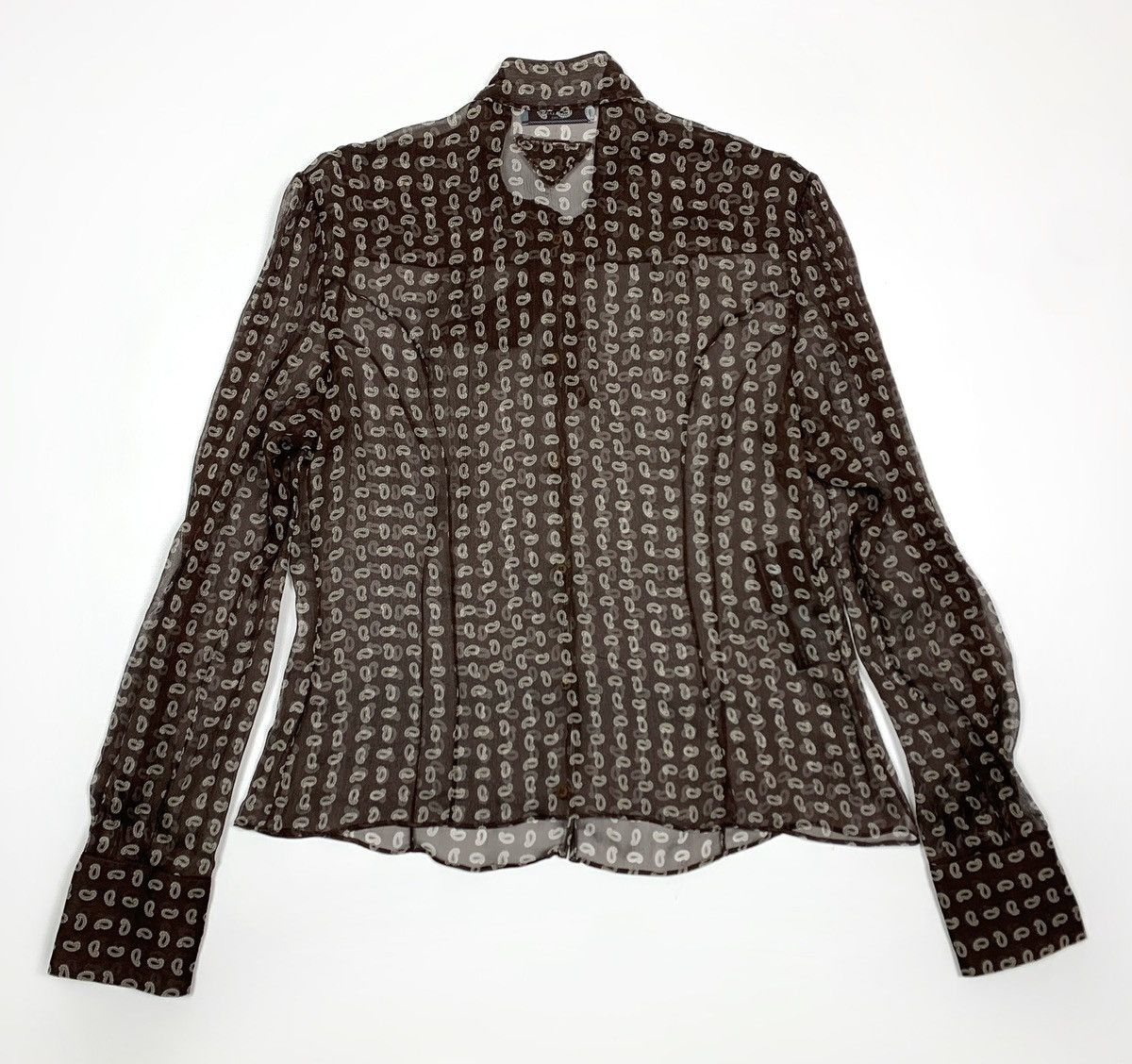 Prada Prada Paisley Print Silk Chiffon Sheer Blouse Brown Size 44 Size S / US 4 / IT 40 - 17 Thumbnail