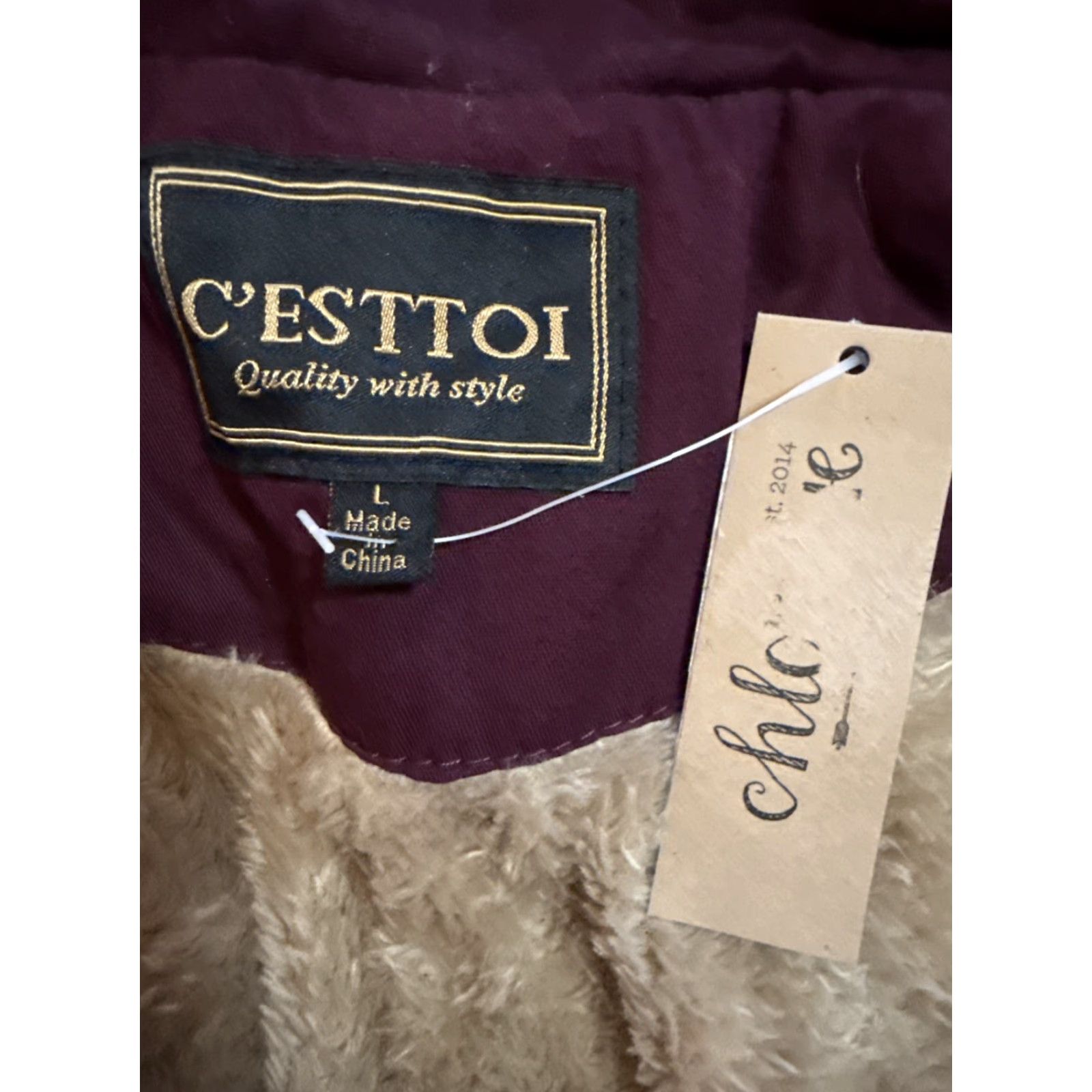Vintage VINTAGE C’esttoi Vest Woman L Maroon Faux Fur Lined Canvas Zip Snap Pockets Adjustable Cinched Waist Sleeveless Outdoor Chic Casual Women's Vest Size L / US 10 / IT 46 - 3 Thumbnail