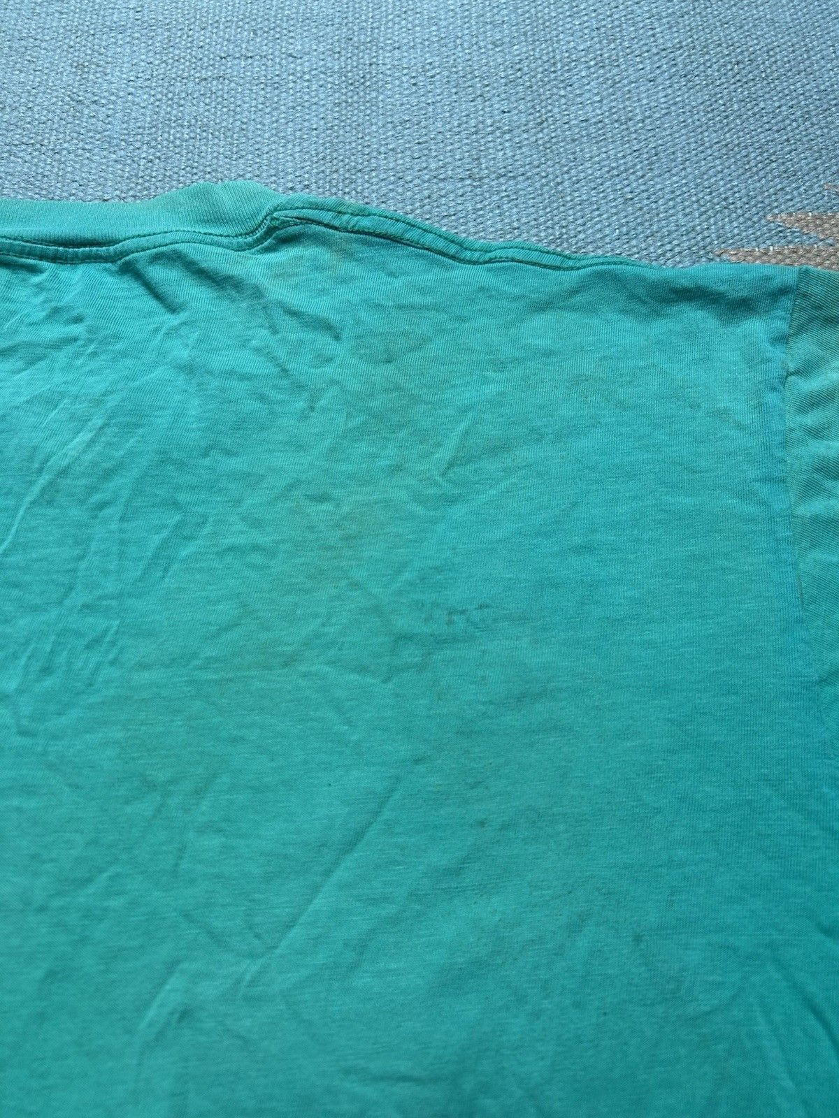 Vintage Vtg 80s pocket t shirt blank teal paint distressed cotton XL Size US XL / EU 56 / 4 - 11 Thumbnail