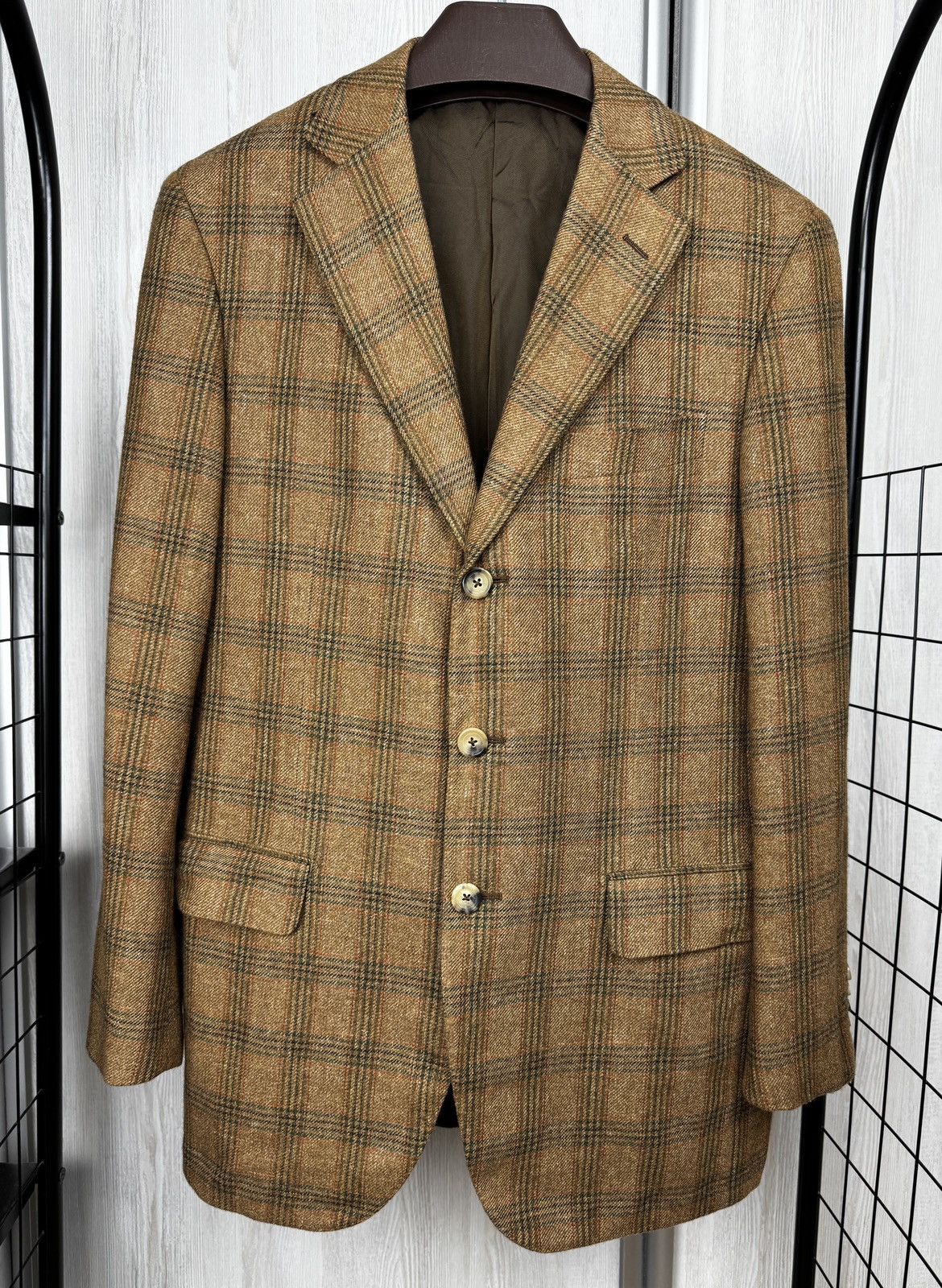 Pal Zileri Pal Zileri brown checkered cashmere linen blend blazer Size 40R - 2 Thumbnail