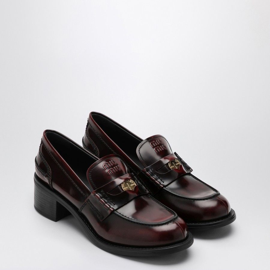 Miu Miu o1d2blof0924 Penny Loafer Leather in Burgandy Size US 7 / IT 37 - 1 Thumbnail