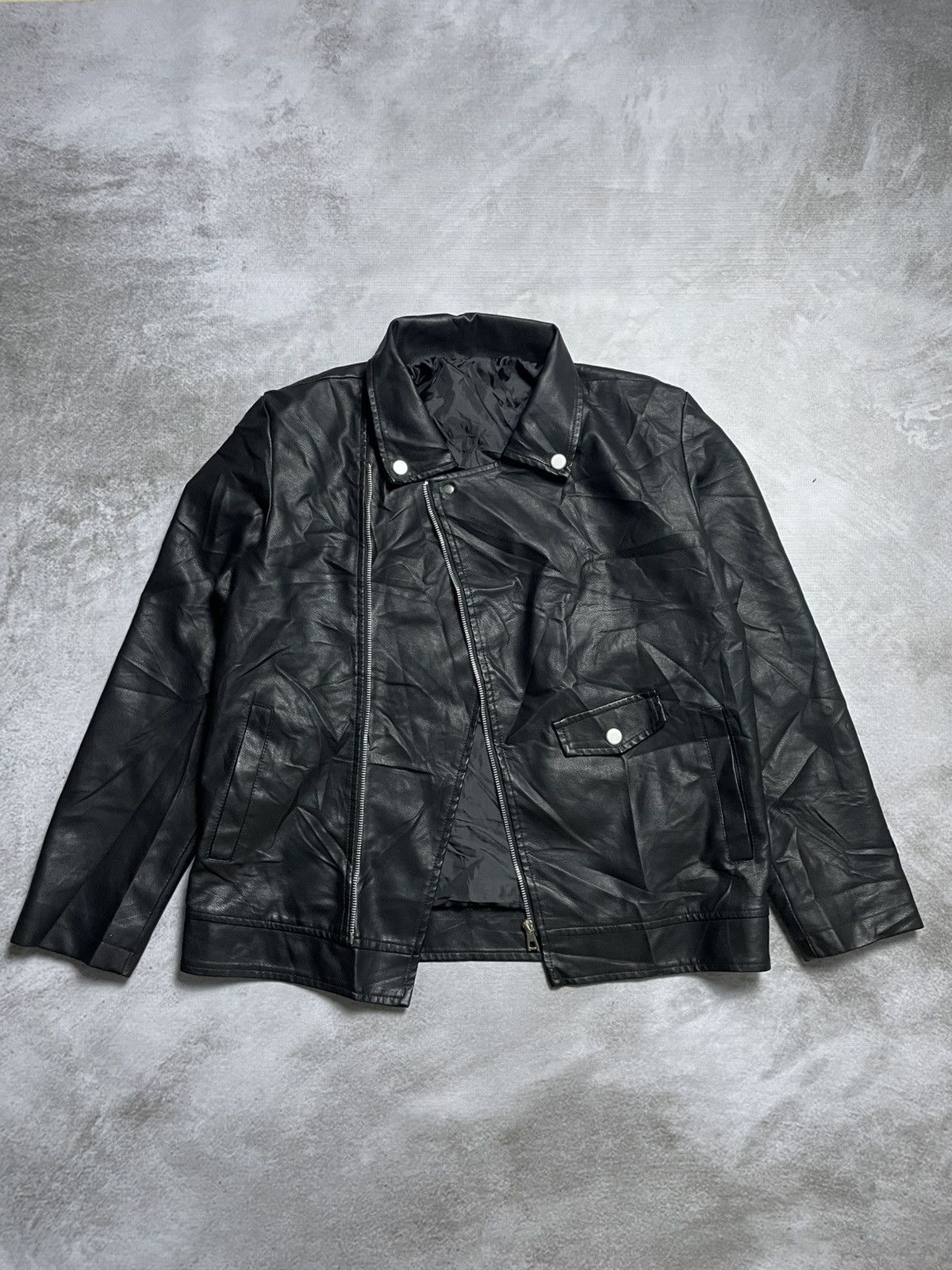 If Six Was Nine × Shein 2000’s Shein - Asymmetrical Leather Biker Jacket Size US L / EU 52-54 / 3 - 7 Thumbnail