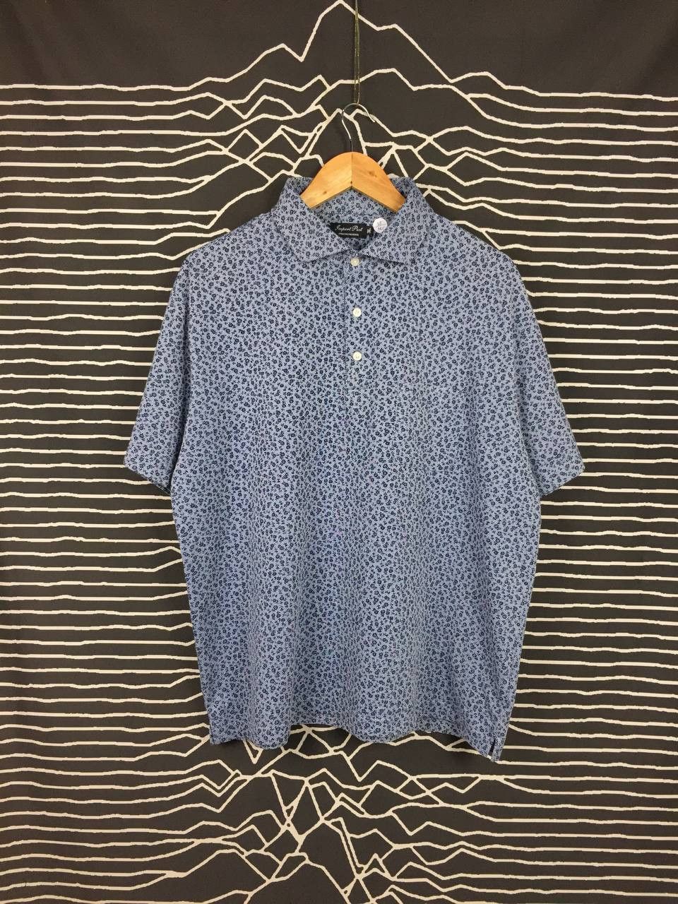 Vintage Vtg Import Post Blue Floral Patterned Polo Tee Size US XXL / EU 58 / 5 - 1 Thumbnail