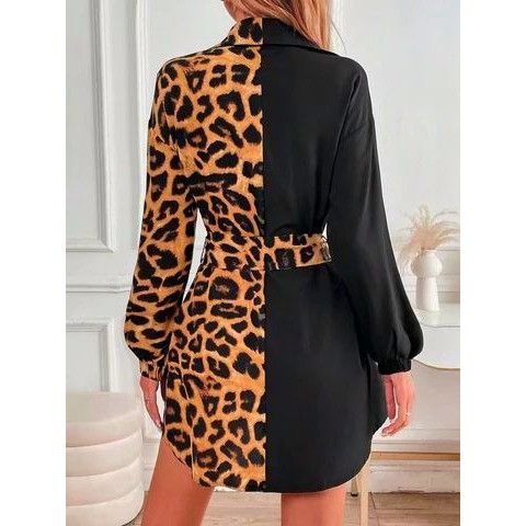 Other CCC Half Leopard Half Black Block Mini Shirt Dress Size 3XL Size 3XL / US 20-22 - 9 Thumbnail