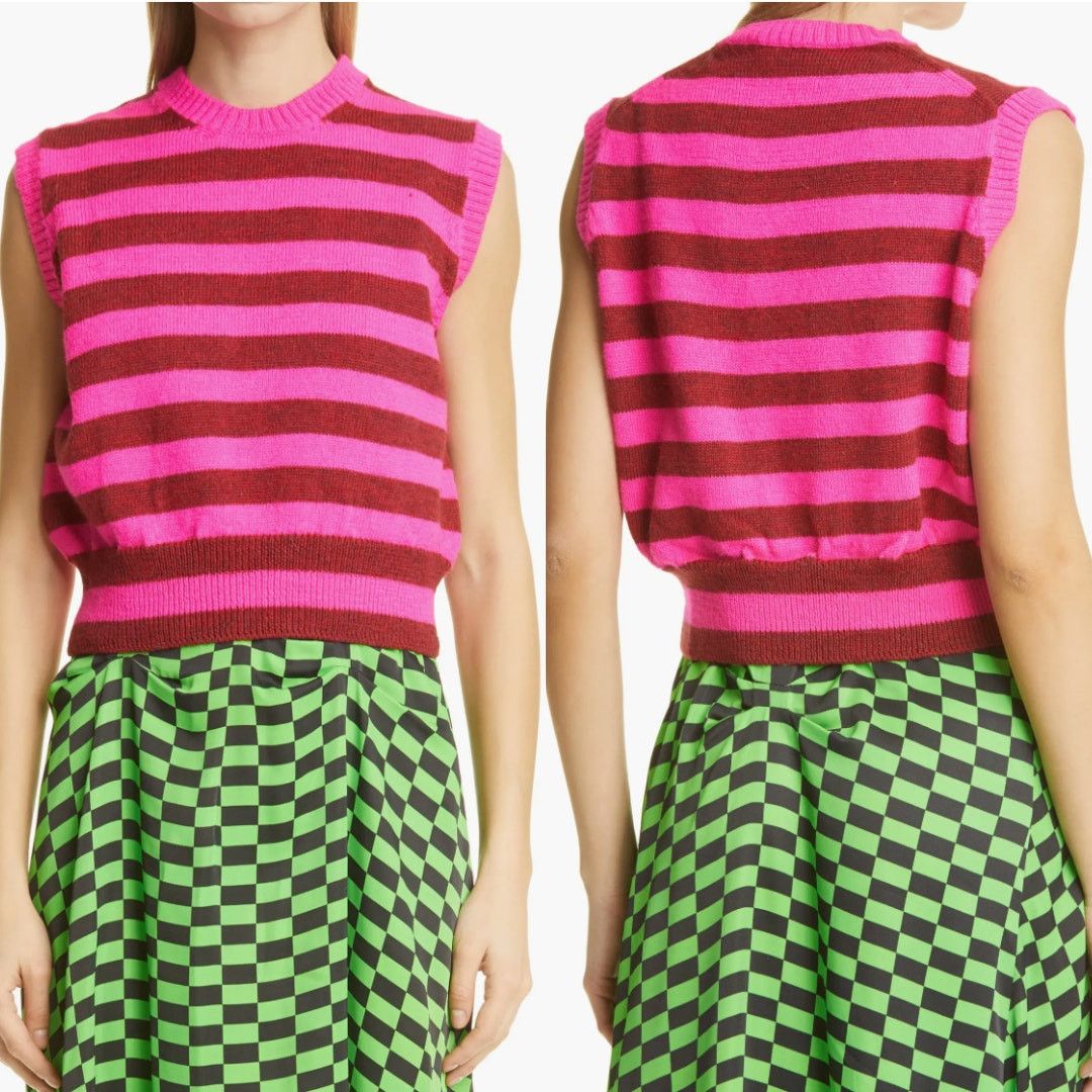 Molly Goddard Pink Lambswool Sleeveless Sweater Vest Size XS