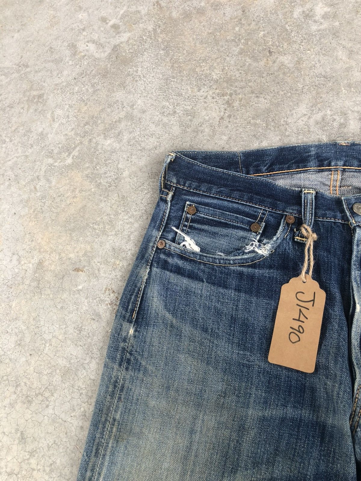 The Real McCoy's Joe Mccoy 906 Selvedge Denim Mudwash Distressed Ripped Size US 30 / EU 46 - 16 Thumbnail