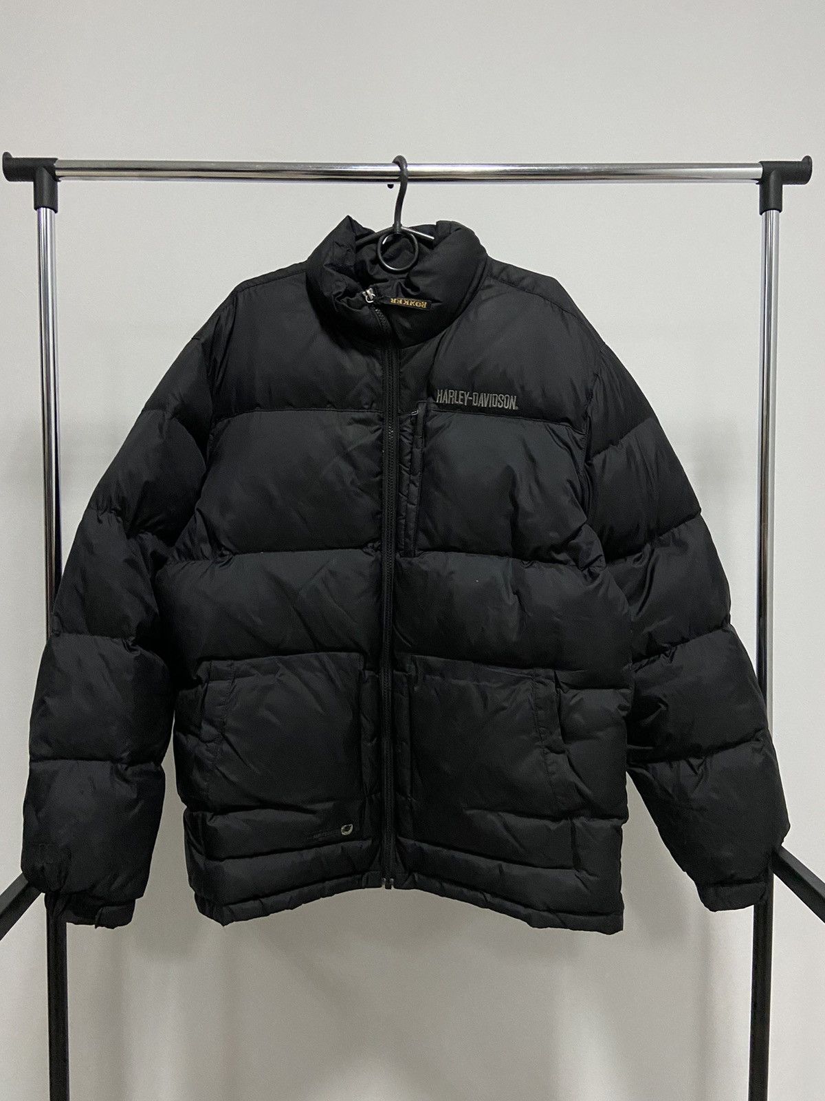 Harley Davidson × Vintage Harley Davidson skull ☠️ logo puffer jacket vintage racing Size US M / EU 48-50 / 2 - 2 Thumbnail