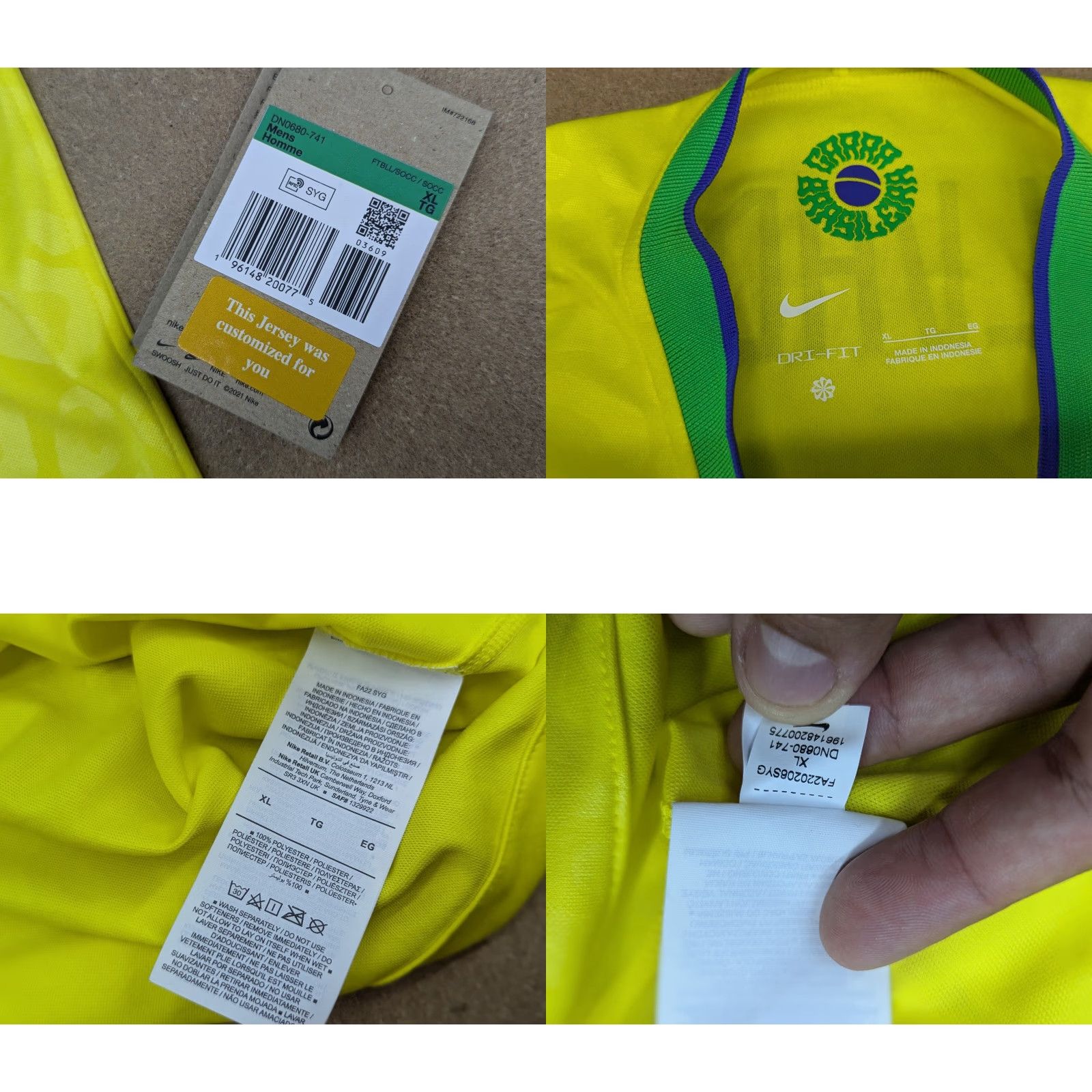 Adidas Nike Brazil 2022-2023 Home Jersey XL Adult Football Yellow Shirt Sportswear Mens Size US XL / EU 56 / 4 - 9 Thumbnail