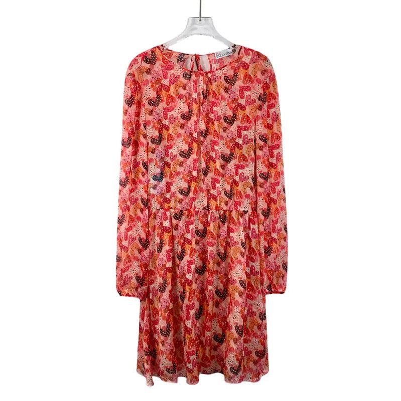 Valentino Valentino Red Long Sleeve Dress for Women 0089 Size ONE SIZE - 1 Thumbnail