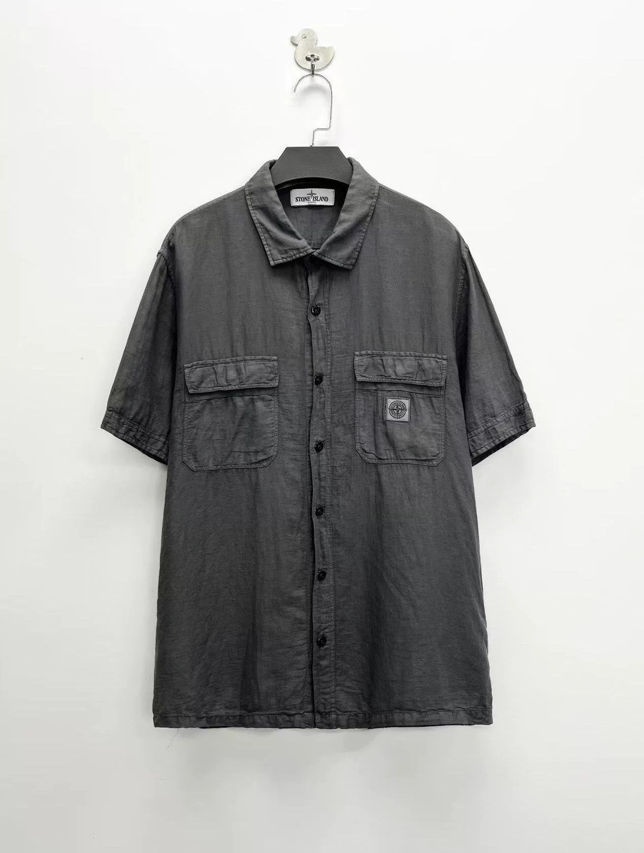 Stone Island Stone Island Graphite Gray Pocket Logo Shirt Size US XL / EU 56 / 4 - 1 Thumbnail