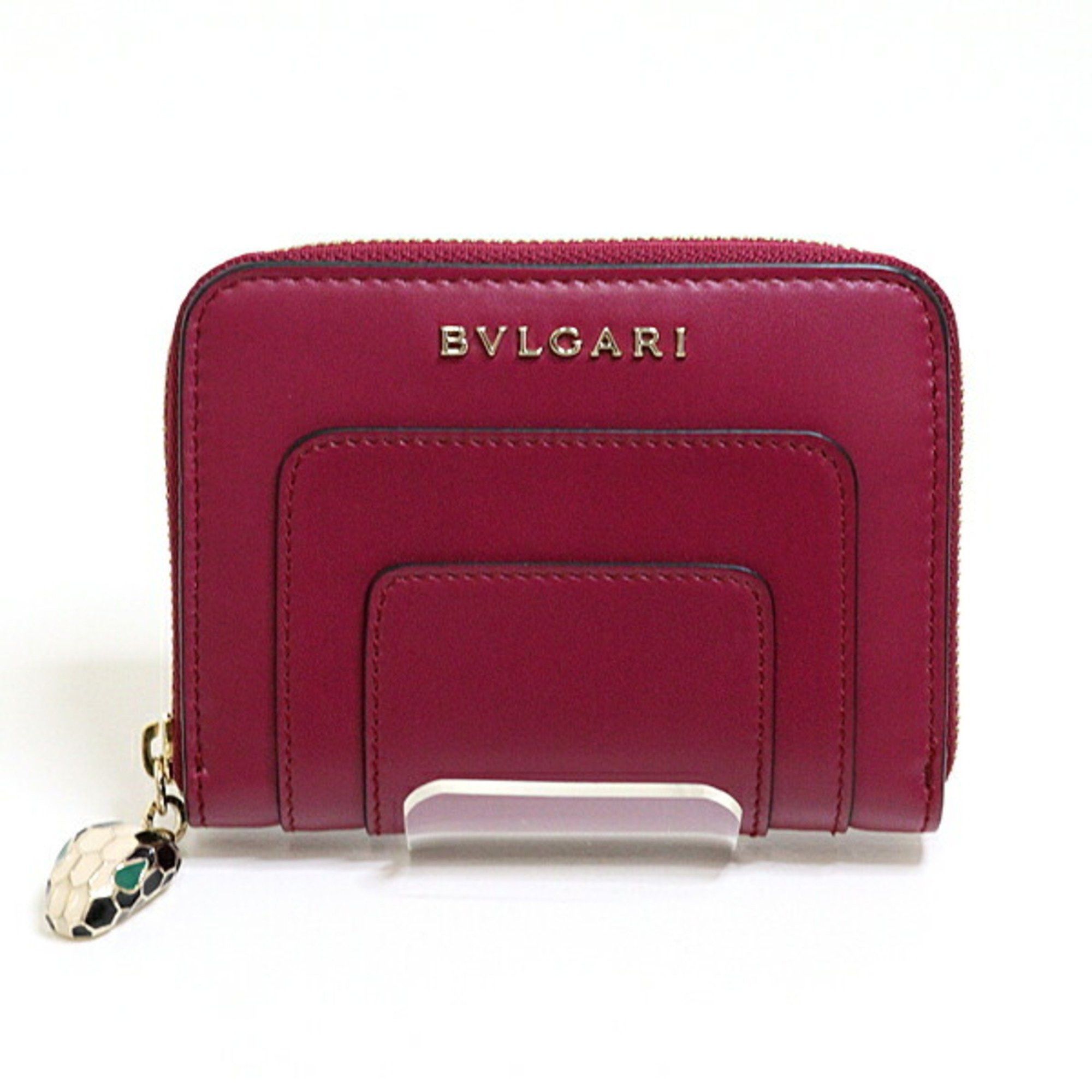 Bvlgari BVLGARI Serpenti Coin Case Wine Red Snake Card Size ONE SIZE - 1 Thumbnail