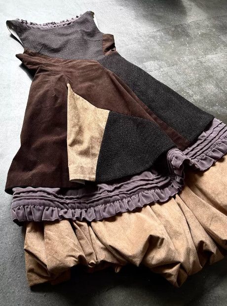 20471120 20471120 1990s Asymmetrical Patchwork Dress Size M / US 6-8 / IT 42-44 - 3 Thumbnail