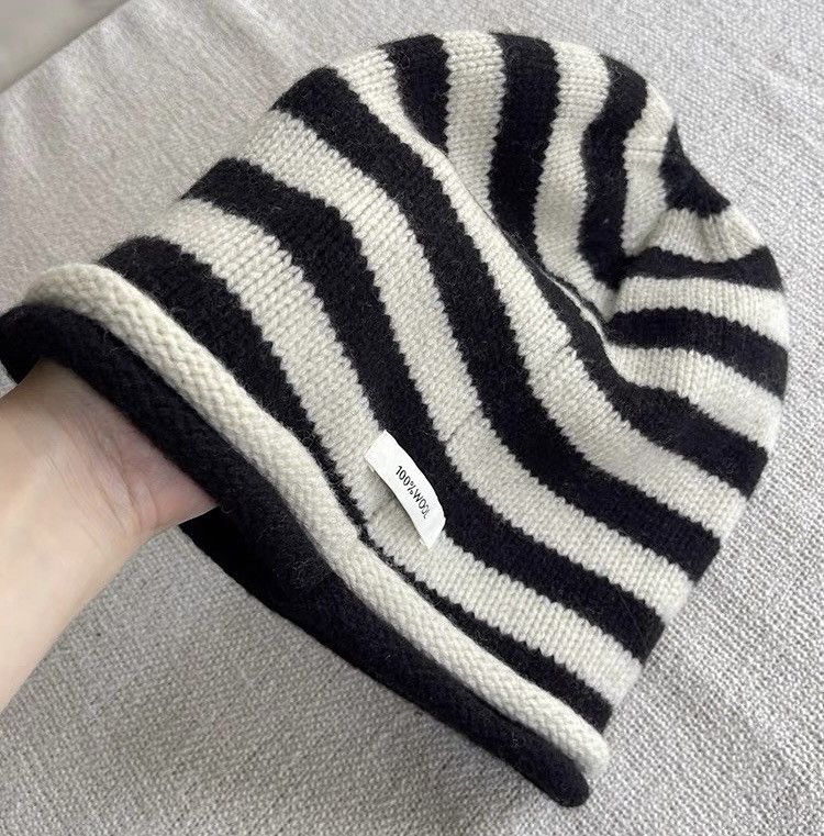 Japanese Brand Retro cleanfit vintage punk striped wool slouch beanie hat Size ONE SIZE - 4 Thumbnail
