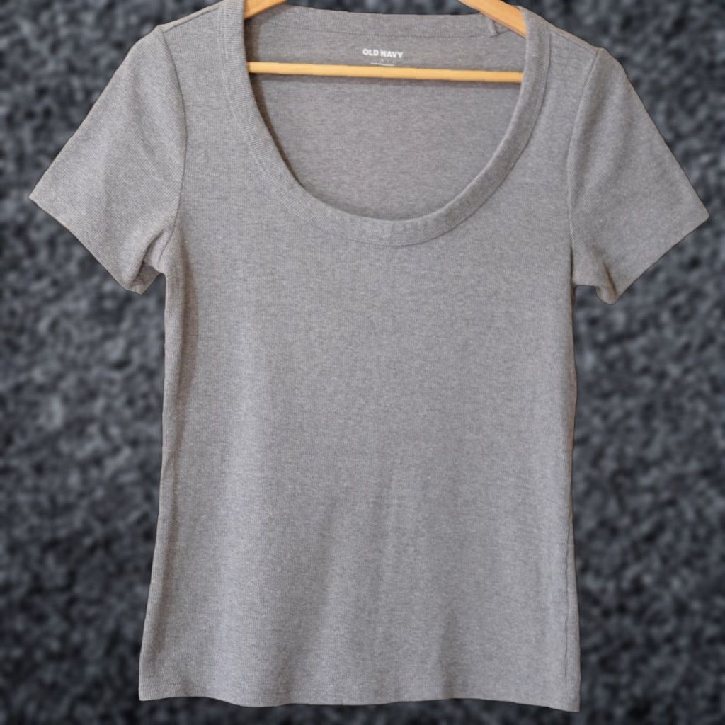 Old Navy Old Navy Ribbed Stretch Knit Scoop Neck Short Sleeve Tee Top Women's L Size L / US 10 / IT 46 - 1 Thumbnail