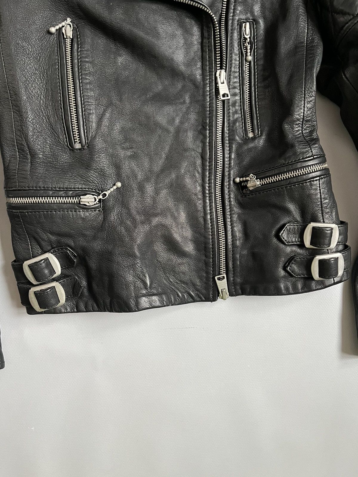 Allsaints AllSaints Women Lamb Leather Black Biker Jacket Size XS / US 0-2 / IT 36-38 - 2 Thumbnail