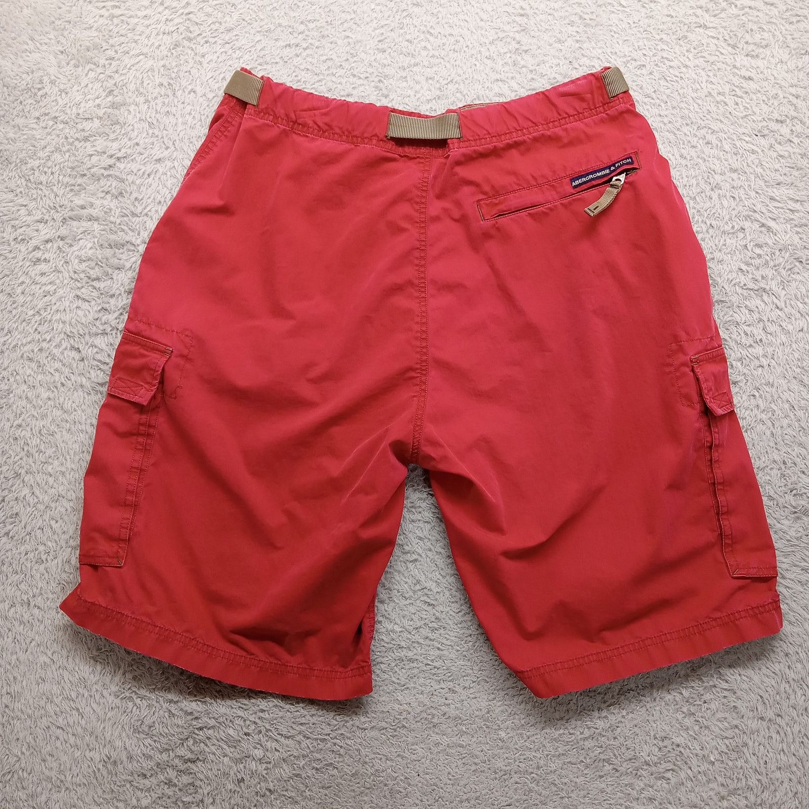 Abercrombie & Fitch Abercrombie And Fitch Cargo Shorts M Mens Baggy Y2K Belt Red Size US 34 / EU 50 - 3 Thumbnail