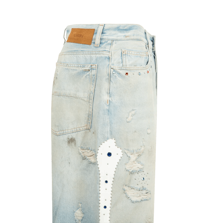 Amiri o1h1sh10526 Bones Studded Baggy Jean Size US 30 / EU 46 - 3 Thumbnail