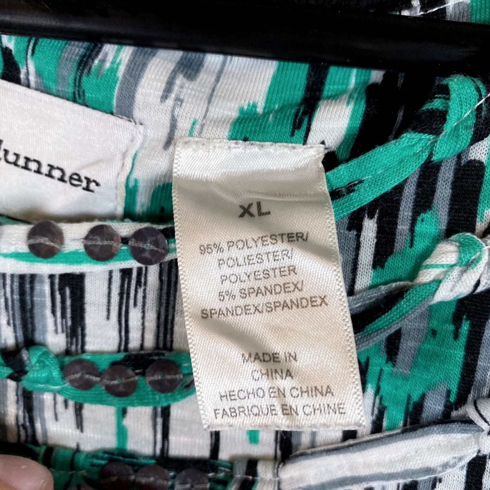 Vintage Alfred Dunner Women Blouse Green Black Fair Isle Geometric 3/4 Sleeve Stretch XL Size XL / US 12-14 / IT 48-50 - 4 Thumbnail