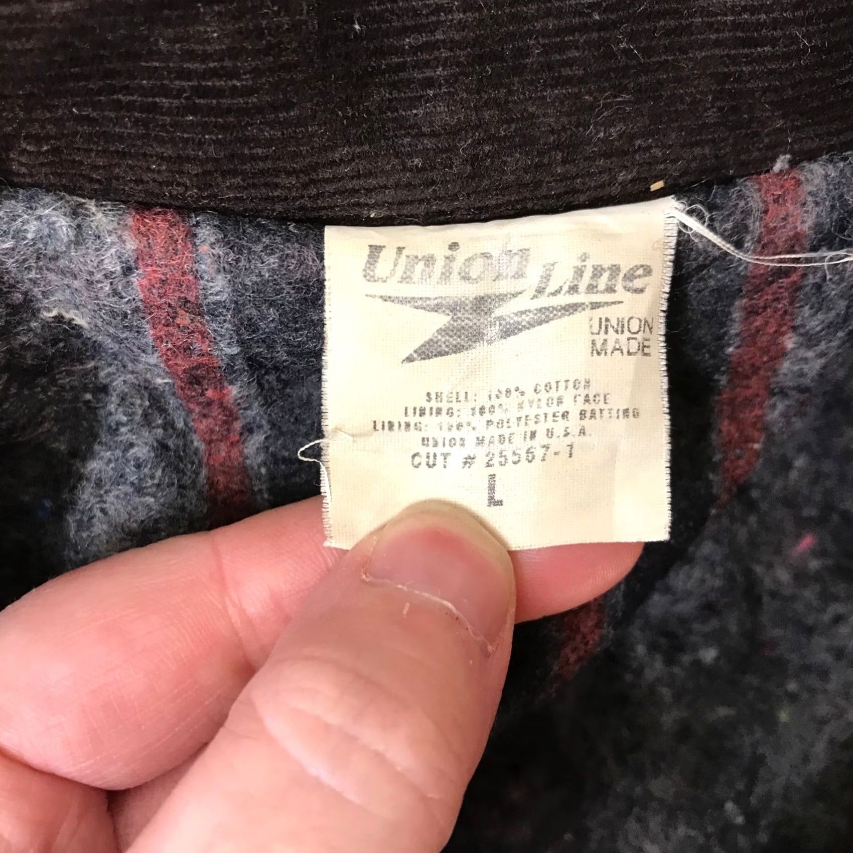 Vintage VINTAGE UNION LINE Canvas Blanket Lined Journeyworker Black Jacket Large Corduroy Collar Unisex L Size US L / EU 52-54 / 3 - 8 Thumbnail