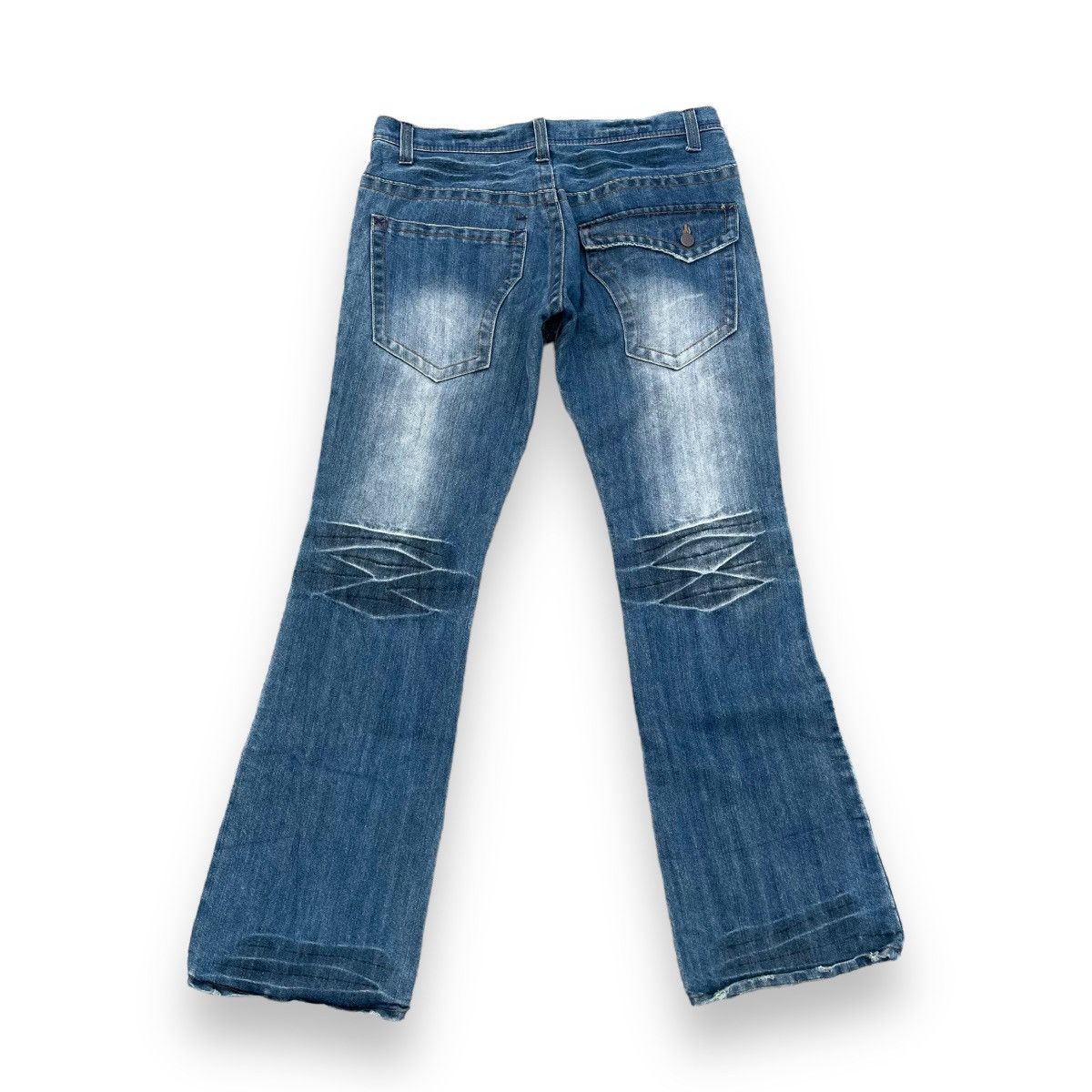 If Six Was Nine × Japanese Brand × Le Grande Bleu (L.G.B.) 🇯🇵 ROOT THREE GLITTER DISTRESSED FLARE DENIM PANTS Size US 31 - 2 Thumbnail