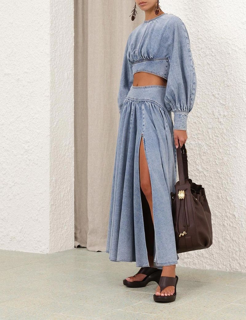 Zimmermann oc11z0226 Denim Circle Skirt In Blue Size 28" / US 6 / IT 42 - 3 Thumbnail