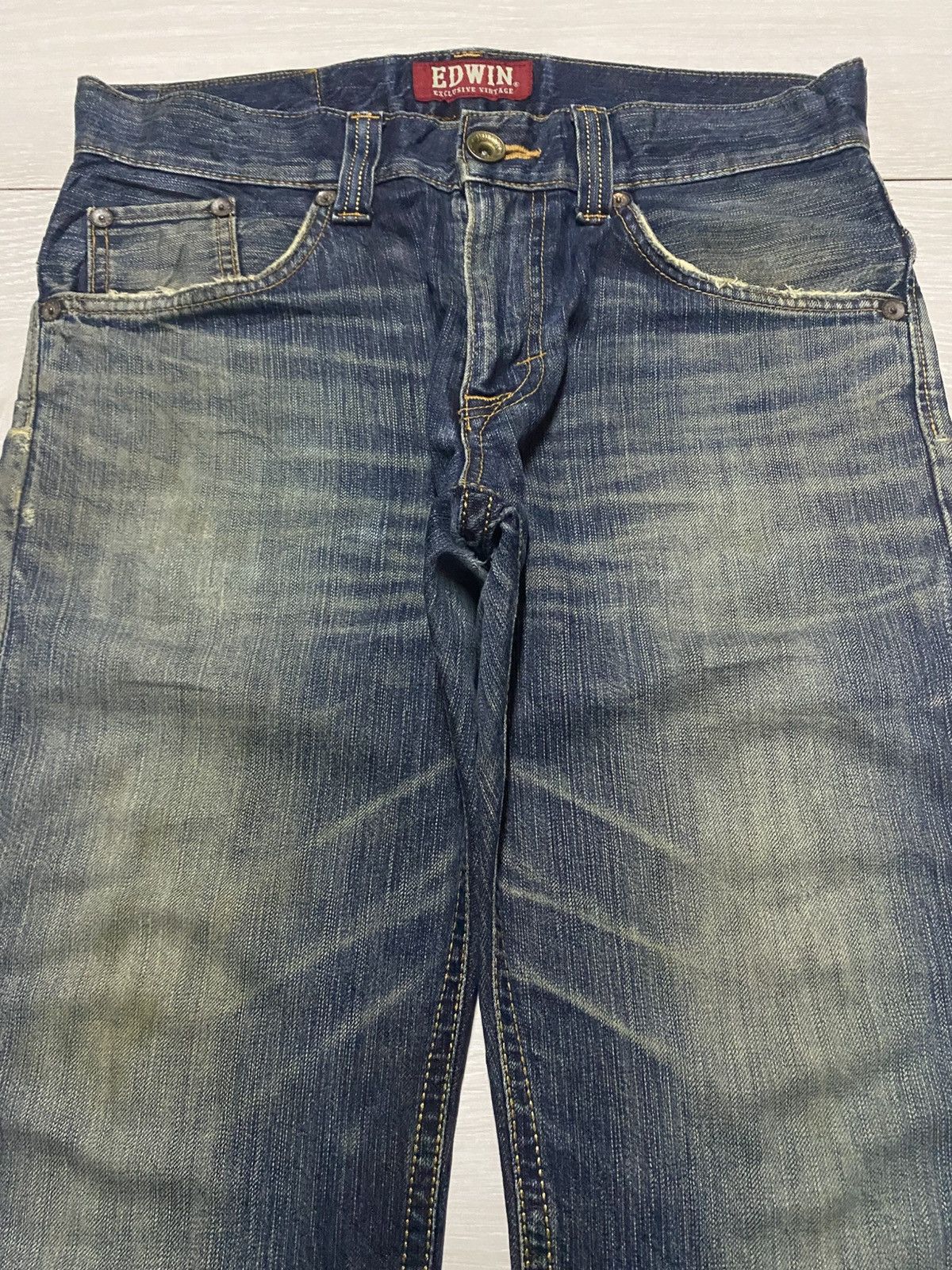 Junya Watanabe Edwin Exclusive Vintage Mud Wash Distressed Repair Jeans Size US 34 / EU 50 - 3 Thumbnail