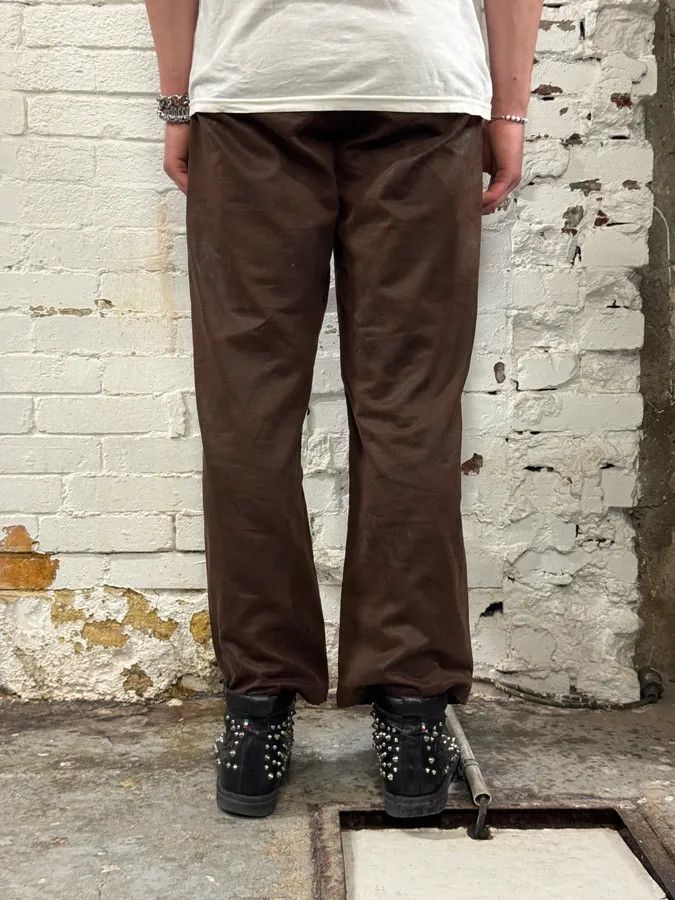 Emporio Armani 1990s Emporio Armani Brown Irregular Leather Large Pants Size US 32 / EU 48 - 4 Thumbnail