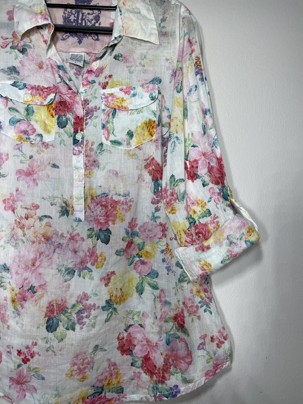 Other Vintage J.A.K. Floral Garden Blouse Fairy Grandmacore Sz L Size L / US 10 / IT 46 - 6 Thumbnail