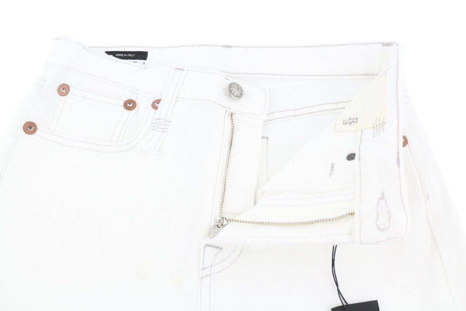 R13 KICK FIT 27 Bale White Flared Cropped Light Jeans 86195 Size 27" / US 4 / IT 40 - 5 Thumbnail