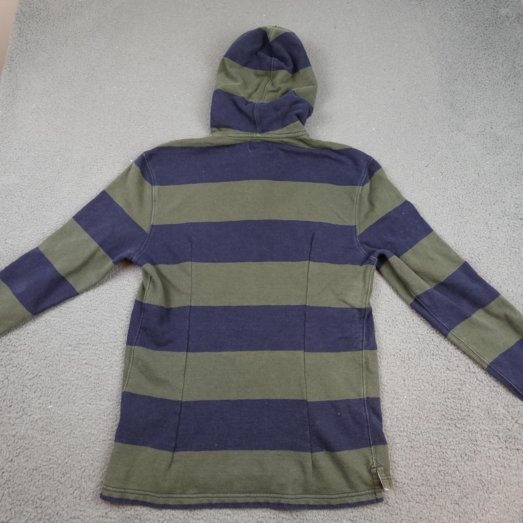 J.Crew VINTAGE J.Crew Hoodie Mens MT Green Navy Striped Fleece Sweatshirt Crew Neck Hooded Pockets Long Sleeve Pullover Size US M / EU 48-50 / 2 - 7 Thumbnail