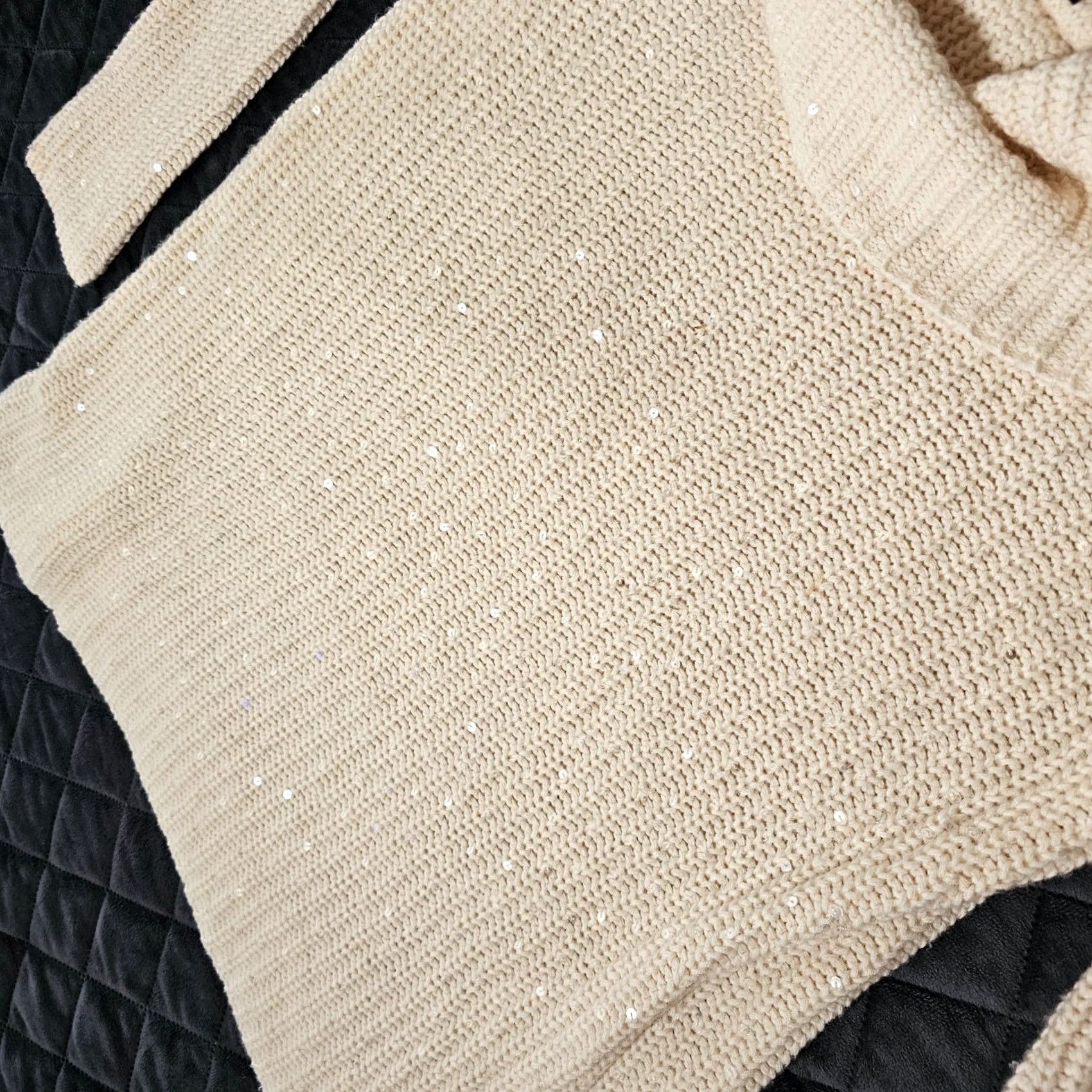 Talbots VINTAGE? No, Talbots Women's Sweater P Petite Beige Turtleneck Cable Knit Sequin Warm Casual Size XXS / US 00 / IT 34 - 3 Thumbnail