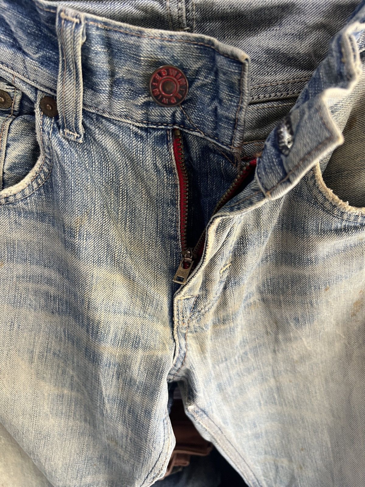 Edwin 🔥Vintage Edwin Blue Trip Distressed Denim Size US 32 / EU 48 - 12 Thumbnail