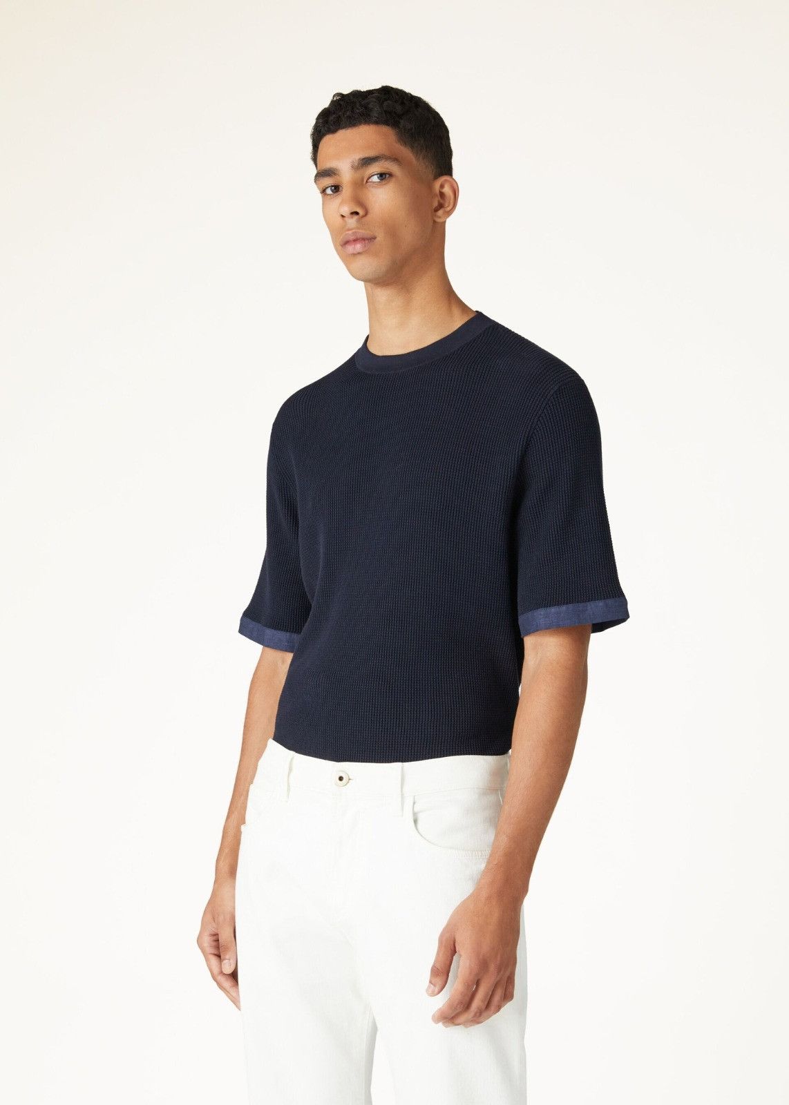 Loro Piana o1srvl11e1224 Girocollo Cotton T-Shirt in Navy Blue Size US L / EU 52-54 / 3 - 1 Thumbnail