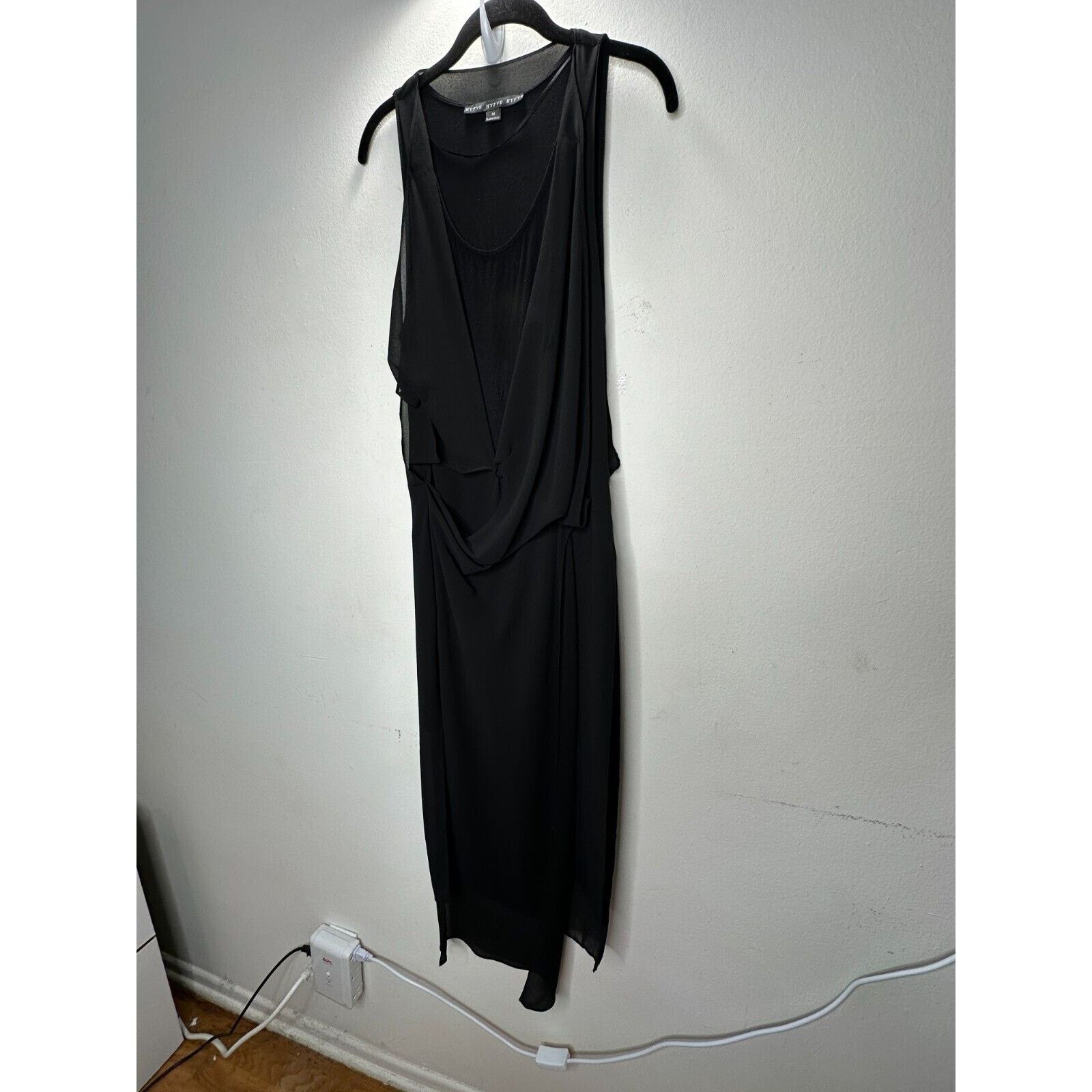 Other Hyfve Black Draped Sleeveless Faux Wrap Midi Dress Med Size M / US 6-8 / IT 42-44 - 2 Thumbnail